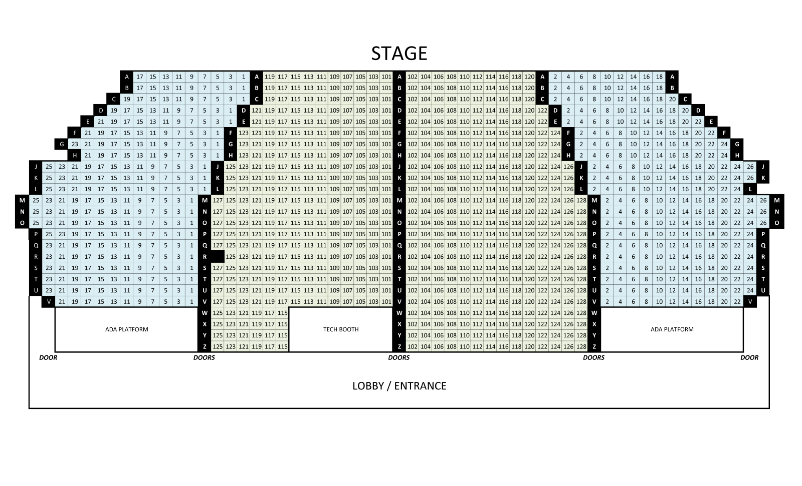 Highlander Auditorium seating chart